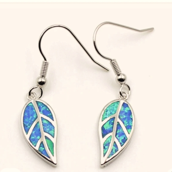 NWOT Nautica Rocks Blue Opal 925 Sterling Silver Drop Dangle Earrings - Picture 1 of 3